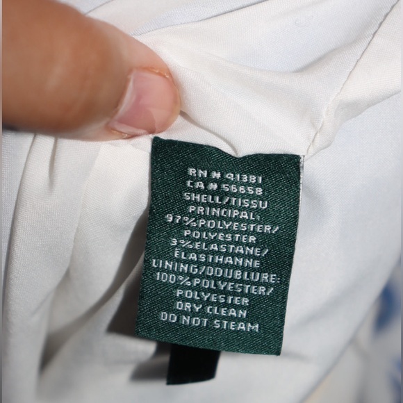 EUC Blue and White Lauren Ralph Lauren Sheath Dress Size 10 - Picture 9 of 9